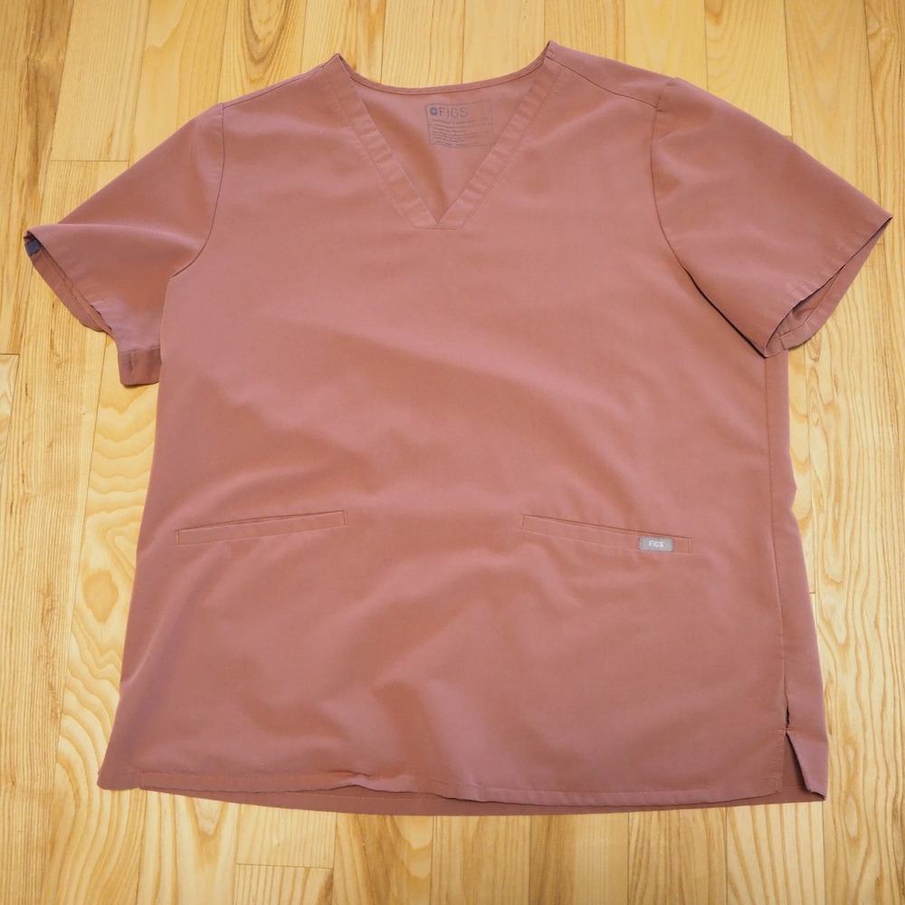 FIGS Casma 2 Pocket Scrub Top in Mauve XXL Women's Short Sleeve Pink
